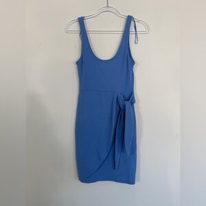Zara Womens Ribbed Sleeveless Midi Bodycon Dress Elegant Blue Size M